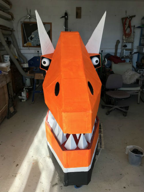 dragon head made with cardboard