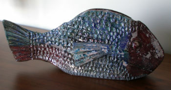 Ceramic fish sculpture made by Peter Heywood