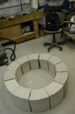 12 segments laid out for the ceramic hollow ring project by Peter Heywood