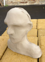 Slip cast head for experiments in modifying it, for heads in boxes project by Peter Heywood