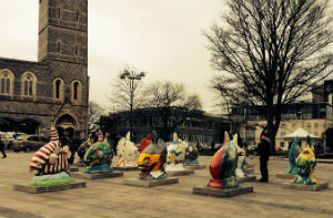 15 sunfish on display outside the Civic Centre