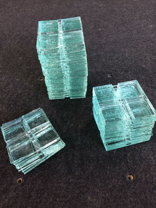 columns of stacked float glass