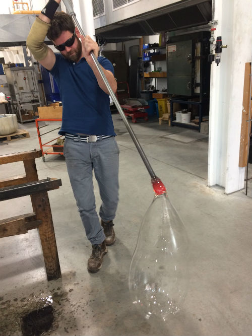 Blowing big glass bubble